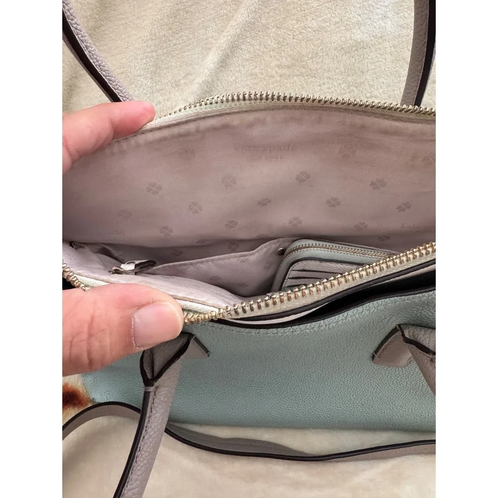 Kate Spade Margaux Large Satchel Leather Blue Gray PXRUA160 Crossbody Bag